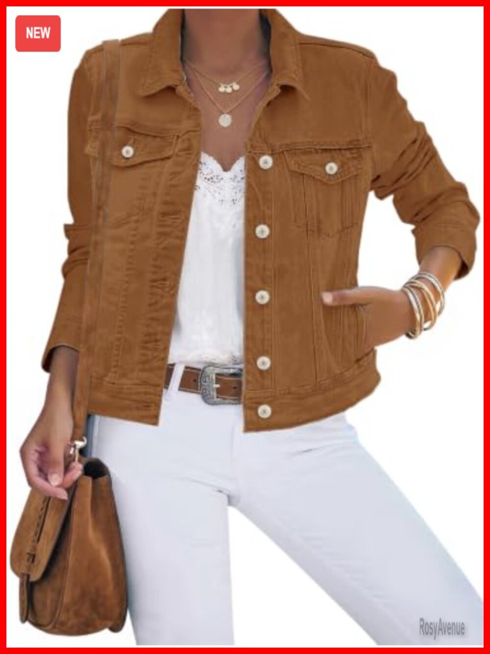 Women's Stretch Denim Jean Jacket Long Sleeve Button Down